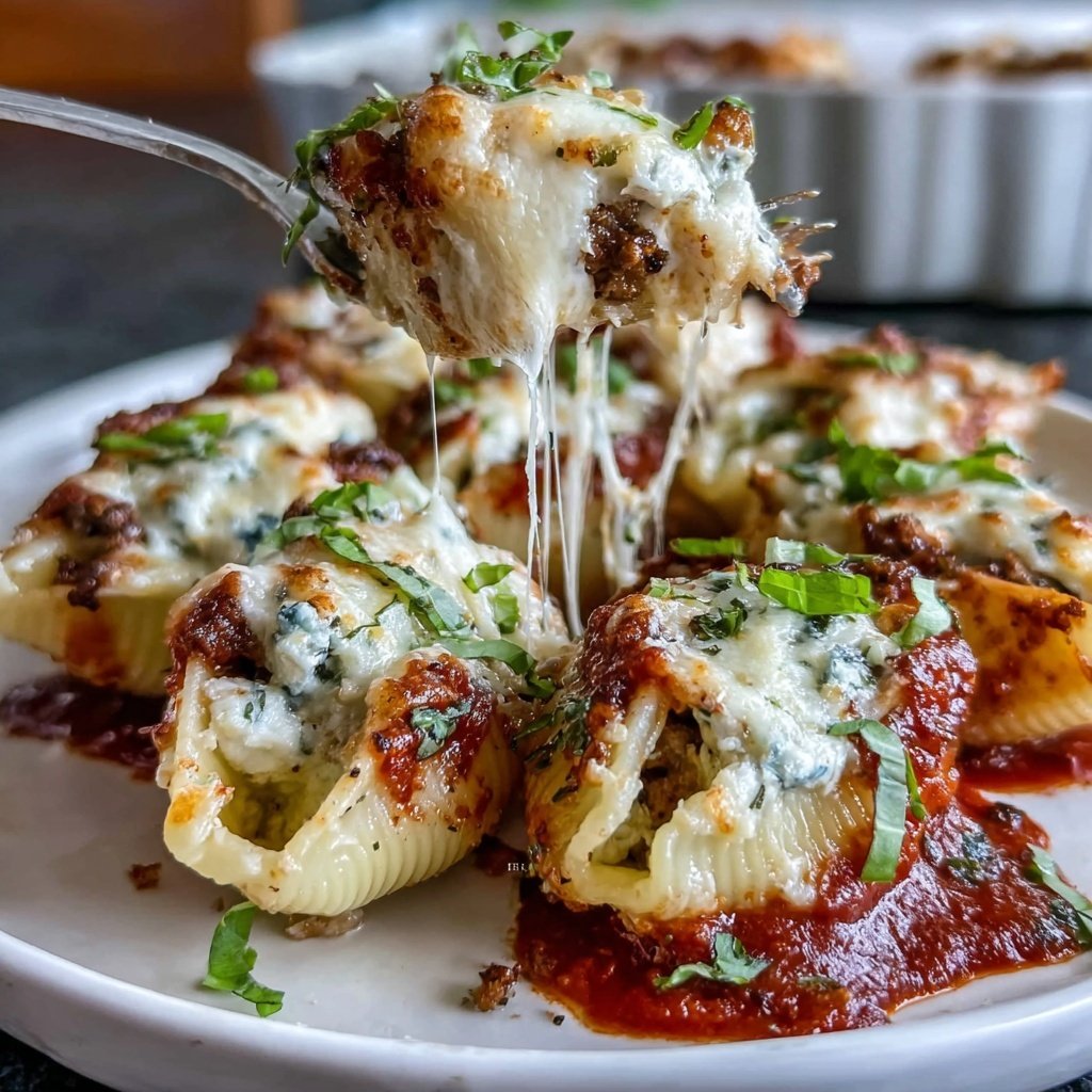 Ground Beef And Cheese Stuffed Shells