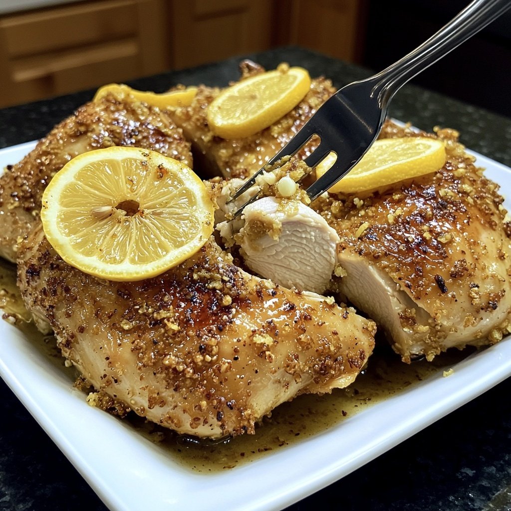 Easy Slow Cooker Lemon Garlic Chicken