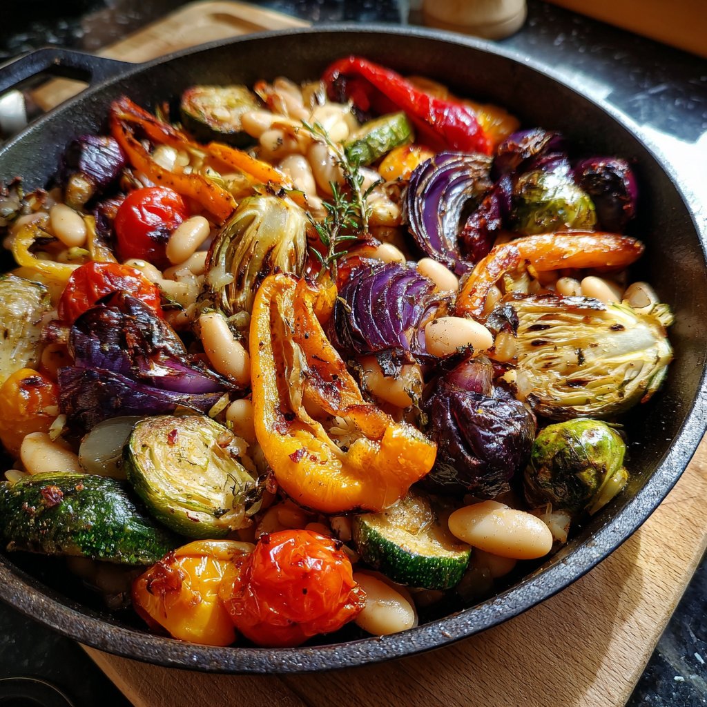 Roasted Veggie White Bean Skillet