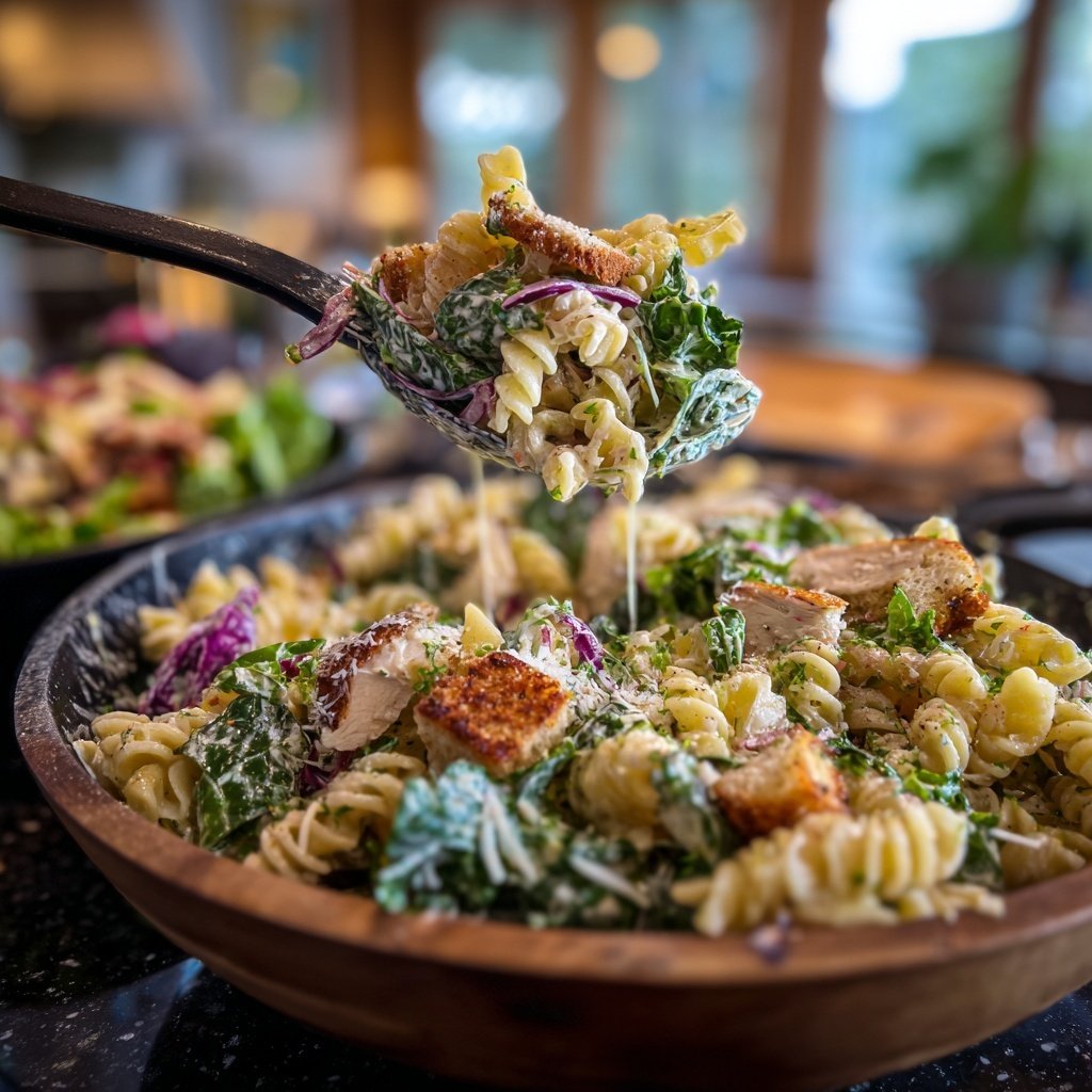 Healthy Chicken Caesar Pasta Salad