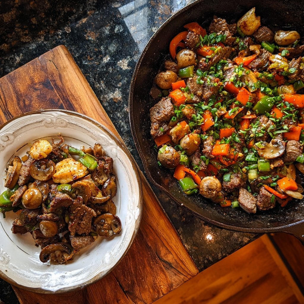 Quick Beef And Mushroom Skillet Dinner