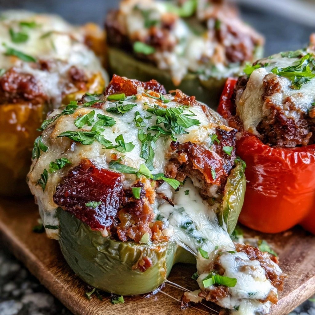 Hamburger Meat And Cheese Stuffed Peppers