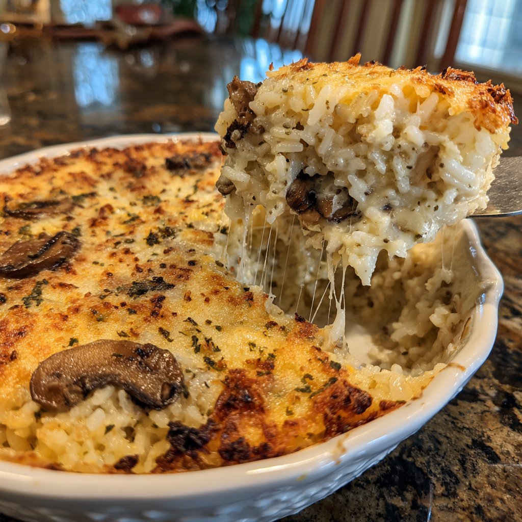 Sunday Creamy Mushroom Rice Bake